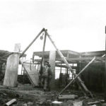 RM Schindler Studio Tilting a slab into place with the block and tackle ca. March 28 April 24 1922 web